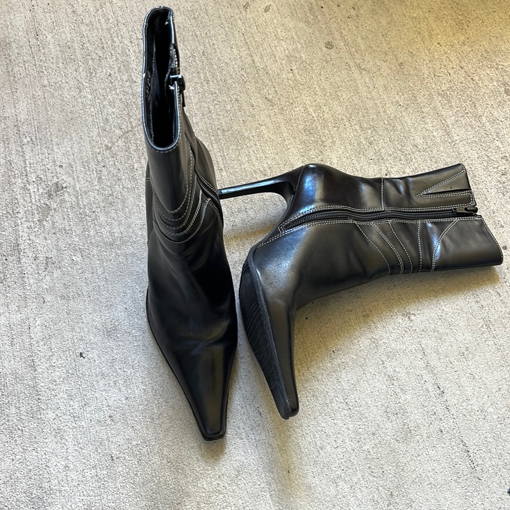 SOLD- DIBA Black Genuine Leather Mid Calf Boots